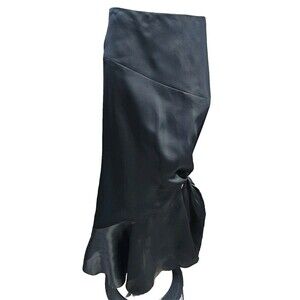 GC Women's Size 8 Jackie Rogers black Silk Mermaid Skirt Maxi Length Tie Side